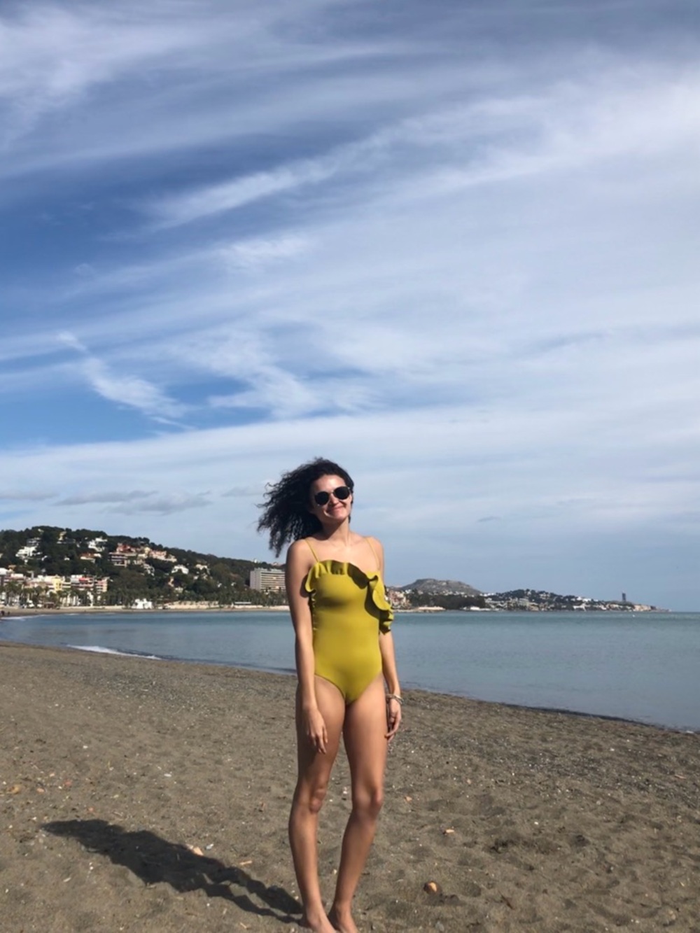 Women's Ruffle Swimsuit in Chartreuse